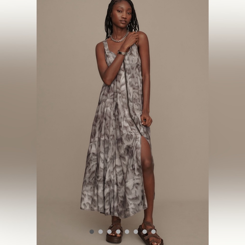 Anthropologie Gray Tie-Dye Midi Dress